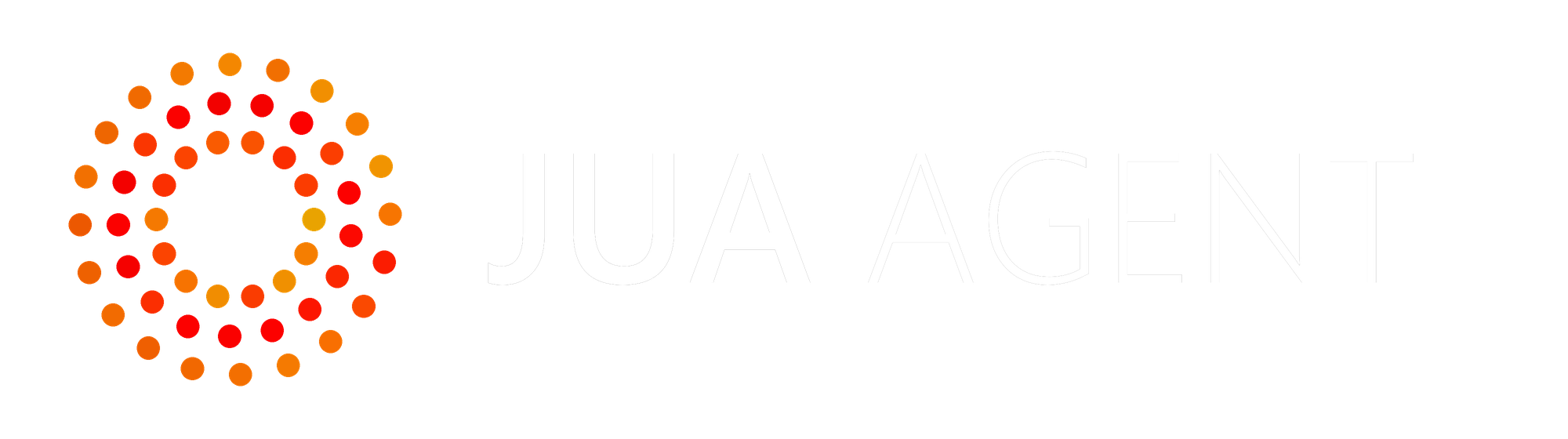 JUA Agent logo with colorful sunburst icon and white JUA Agent wordmark